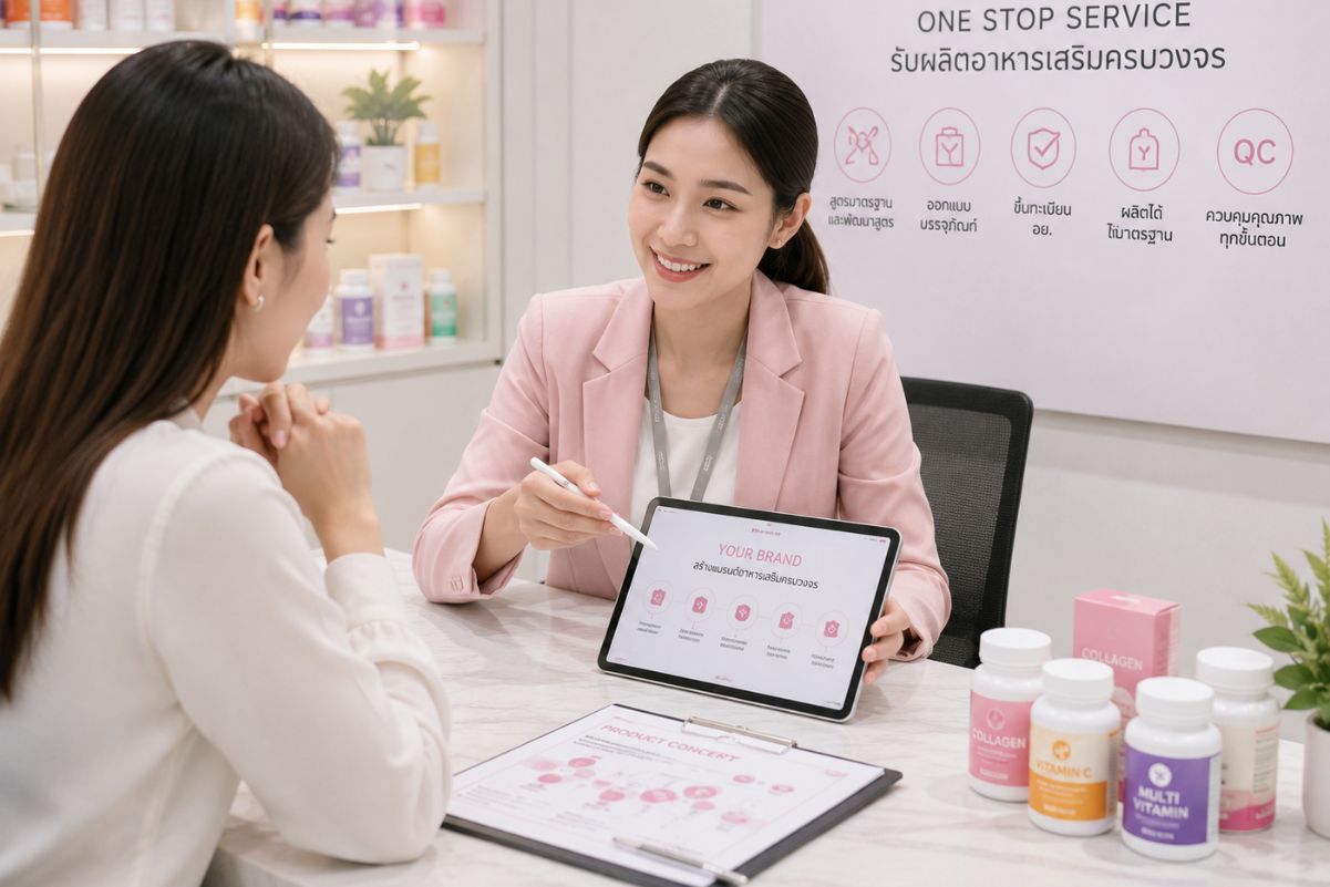 การผลิตเริ่มต้นทำแบรนด์อาหารเสริม กับDermagenerationLab ทีมงานคอนเซ้า 1ต่อ1