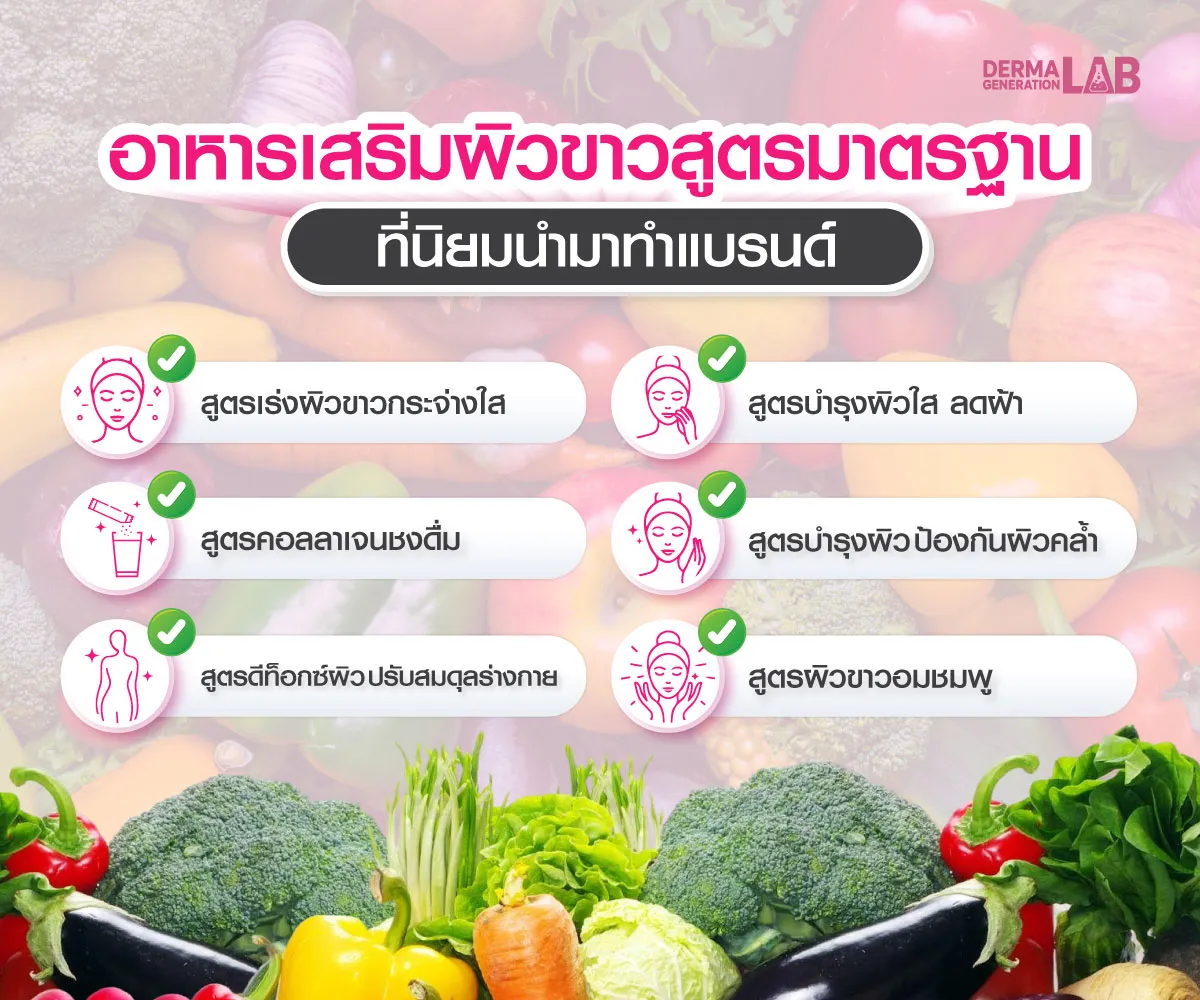 อาหารเสริมผิวขาวสูตรมาตรฐานที่นิยมนำมาทำแบรนด์