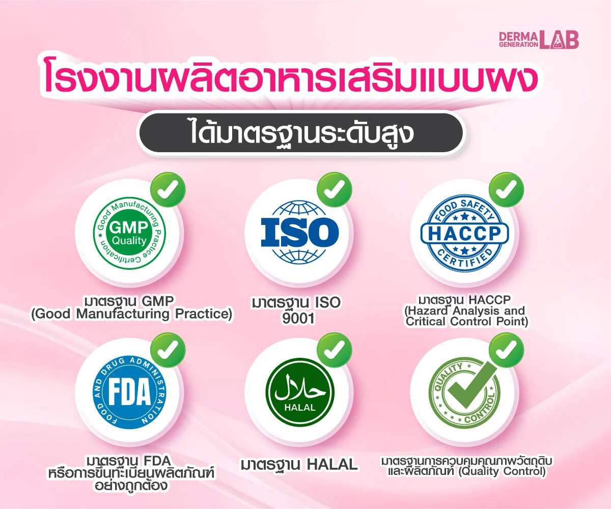 โรงงานผลิตอาหารเสริมแบบผง ได้มาตรฐานระดับสูง